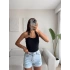 Boyun Geçmeli Aksesuar Crop - SİYAH