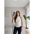 Boyun Geçmeli Sırt Dekolte Crop - BEJ