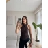 Boyun Geçmeli Sırt Dekolte Crop - KAHVE