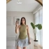 Boyun Geçmeli Sırt Dekolte Crop - YEŞİL
