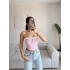 BSK Ön Bağlamalı Straplez Crop - PEMBE