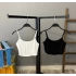 Büzgülü Askılı Kaşkorse Crop-BEYAZ