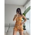 Çiçek Desen Askılı Şortlu Takım-TURUNCU