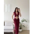 Çift Aksesuarlı Maxi Elbise - BORDO