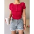 Çıt Çıt Yaka Kaşkorse Crop-KIRMIZI