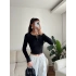 Çıtçıtlı Basic Crop - SİYAH