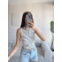 Çizgili Halter Crop - BEYAZ