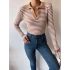 Çizgili Polo Yaka Kaşkorse Crop Bluz-KAHVE