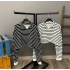 Çizgili Polo Yaka Sweat-SİYAHBEYAZ
