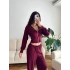 Crop Hırka & Çimalı Pantolon Takım - BORDO