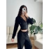 Crop Hırka & Çimalı Pantolon Takım - SİYAH