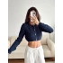 Crop Triko Hırka - LACİVERT