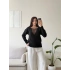 Dantel Garnili V Yaka Triko - SİYAH