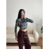 Dijital Baskı Crop - LACİVERT