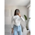 Dik Yaka Drapeli Bluz - BEYAZ