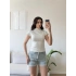 Dik Yaka Modal Crop - BEYAZ