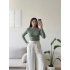 Drapeli Dik Yaka Bluz - YEŞİL