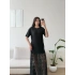 Eteği Dantel Kısa Kol Elbise - SİYAH