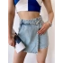 Etek Görünümlü Kot Şort-MAVİ