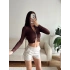 Fermuar Detay Crop - KAHVE