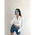 Parmak Geçmeli Fermuar Sandy Crop -BEYAZ