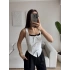 Fiyonklu Garnili Bluz - BEYAZ