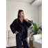 Fiyonklu Kırçıllı Ceket - SİYAH