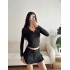 V Detay Sandy Bluz - SİYAH