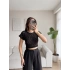 Güpürlü Dantel Crop - SİYAH