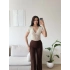Güpürlü V Yaka Bodysuit - BEYAZ