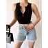 Halka Fermuar Crop-SİYAH