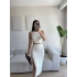 Halter Crop & Yırtmaçlı Takım - BEJ