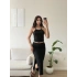 Halter Yaka Etekli Takım - SİYAH