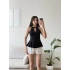 Halter Yaka Peplum Bluz - SİYAH
