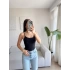 Biyeli Askılı Bodysuit - SİYAH