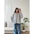 Kapüşonlu Ekose Oversize Ceket - BEYAZ