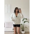 Kapüşonlu Oversize Fermuarlı Hırka - BEYAZ