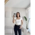 Kare Yaka Astarlı Kısa Crop - BEYAZ