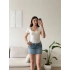 Kare Yaka Bodysuit - BEYAZ