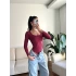 Kare Yaka Bodysuit - BORDO