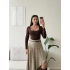 Kare Yaka Bodysuit - KAHVE