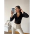 Kaşkorse Kapüşonlu Crop Hırka-SİYAH