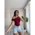 Kayık Yaka Crop - BORDO