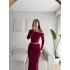 Kayık Yaka Crop & Etekli Takım - BORDO