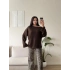 Kayık Yaka Oversize Sweat - KAHVE