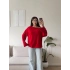 Kayık Yaka Oversize Sweat - KIRMIZI