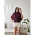 Kemerli Yarasa Bluz - BORDO
