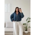 Kemerli Yarasa Denim Ceket - KOYU