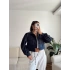 Körüklü Cep Bel Bağlamalı Ceket - LACİVERT