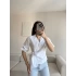 Bel Bağlamalı Kruvaze Gömlek - BEYAZ